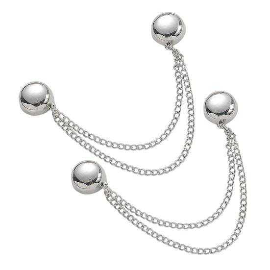 Pants Leg Clips 2Pcs Magnetic Clothing Pin for Shortening Legs, Button Clip Length Adjuster Shirt Sleeves Hems, Clothes Decorative with Chain
