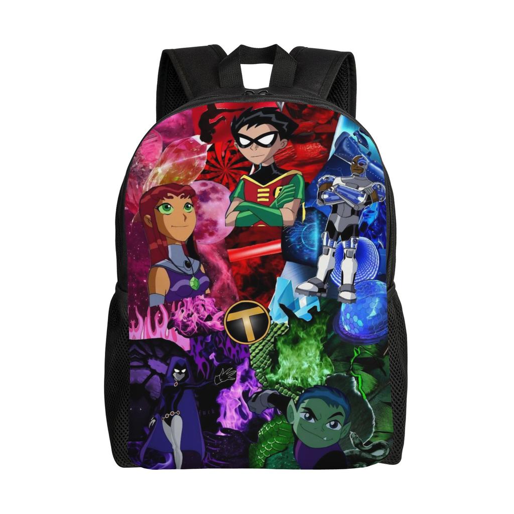 Teen Titans Go Team Fashion Backpack Sports Student Work Daypack for Men Women Laptop Computer Canvas Bags