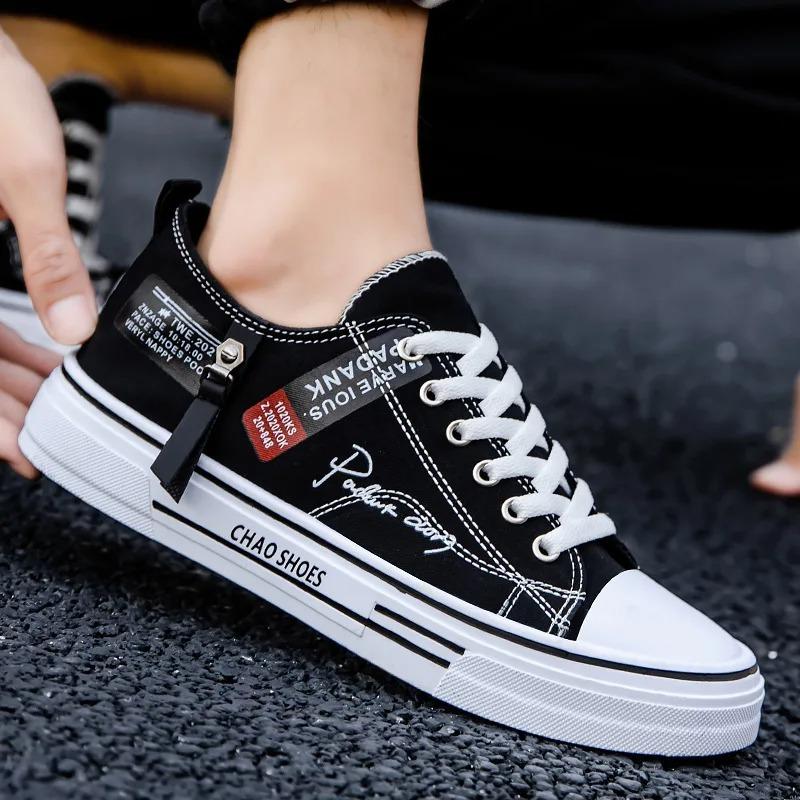 Letnie Męskie Trampki Płócienne Niskie Codzienne Oddychające Buty Nastolatki Modne Lekkie Młodzieżowe Streetwear Wygodne Obuwie