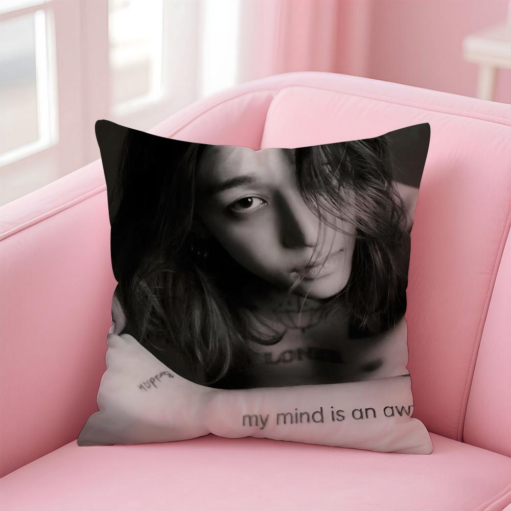 Kpop Style Hot Handsome Singer L-Loren Cushion Cover Pillowcase Short Plush Invisible Zipper Room Sofa Cushion Cover