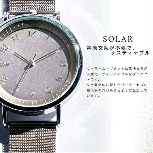 Klon SLIM SOLAR STYLE CONNECTION -SILVER MESH- 38mm Pair Watches, Solar-Powered, Matching Unisex Watches for Men and Women, No Battery Replacement Req