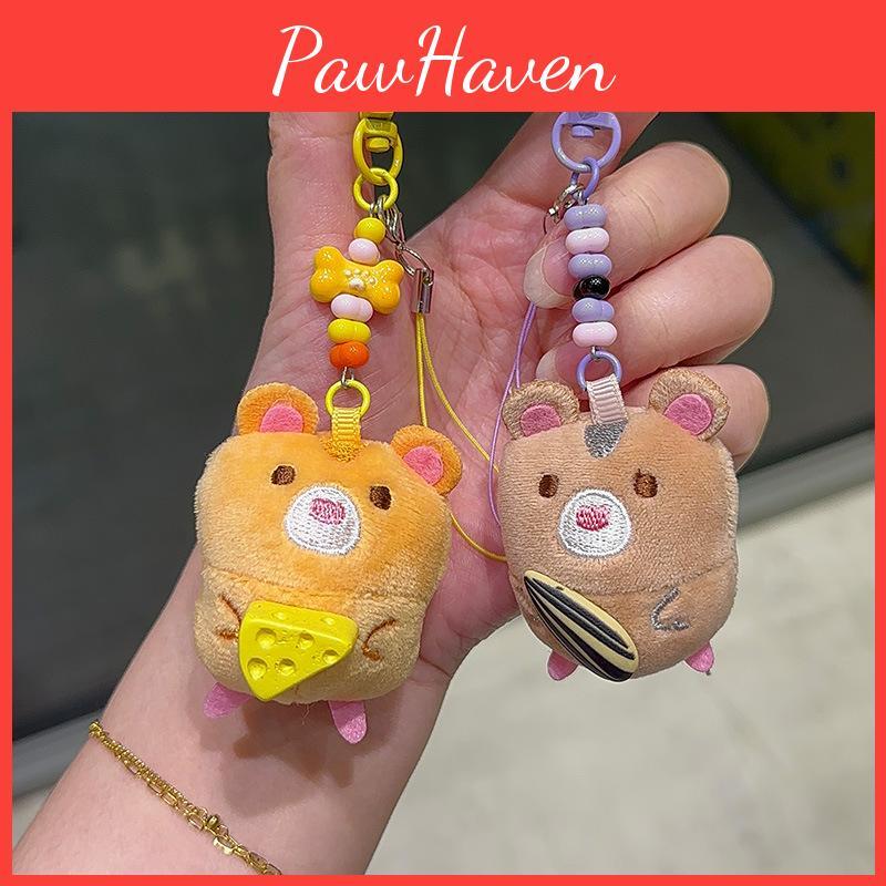 Seeds Sunflower Cracking Milk Tea Mouse Cartoon Plush Keyring Accessories Kids