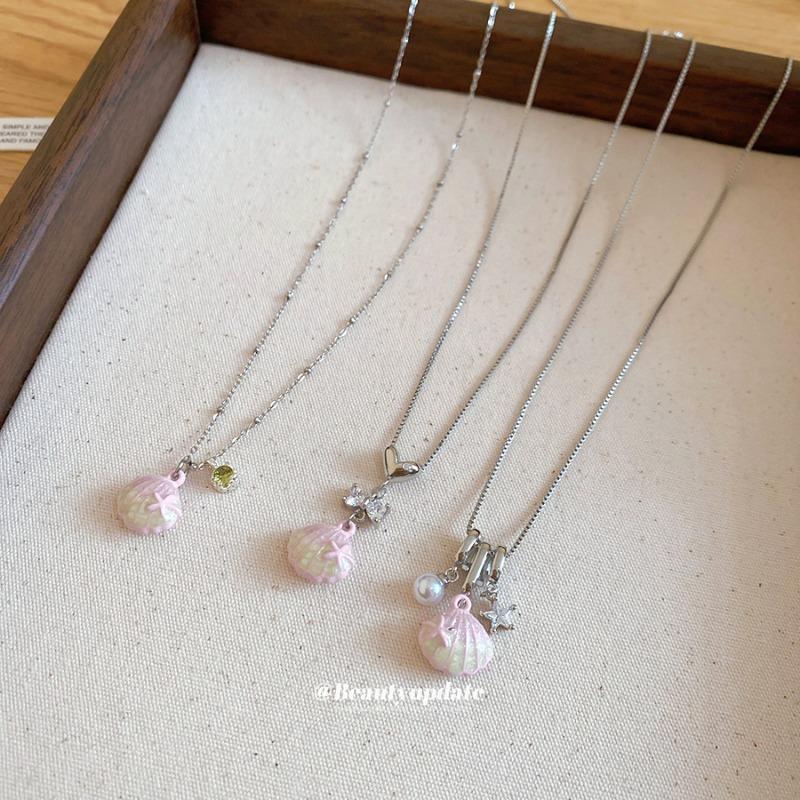 Super Fairy Diamond Dripping Oil Shell Necklace Summer Seaside Vacation Wind Collarbone Chain Sweet Versatile Design Neck Chain Women