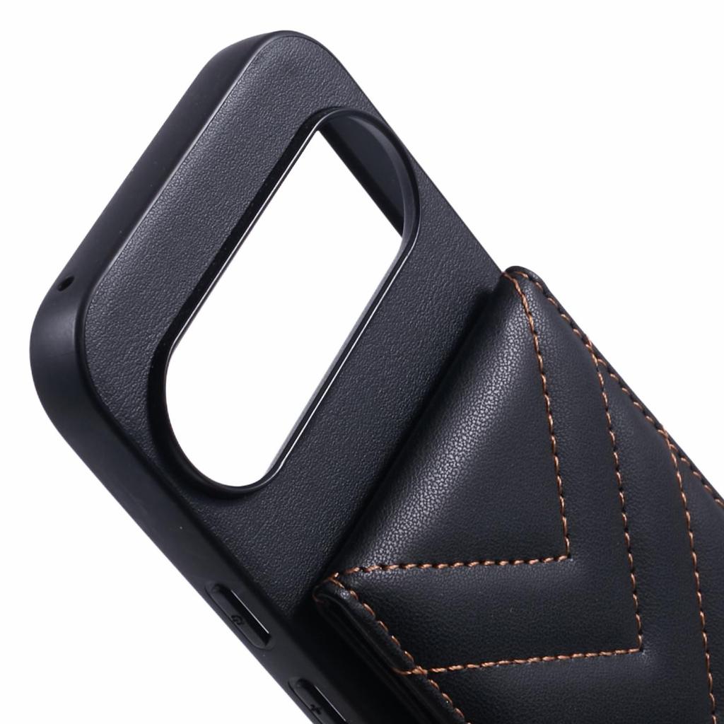 For Google Pixel 9 Pro/9 Phone Case Rhombus Adhesive Card Bag with Kickstand RFID Blocking