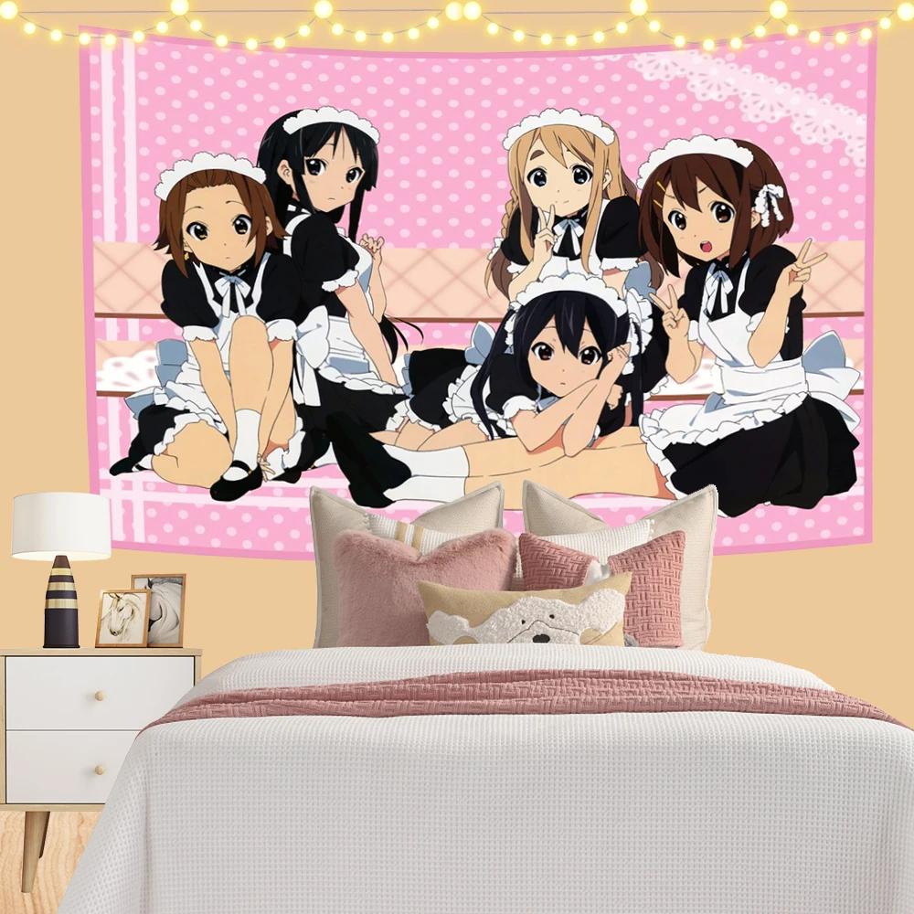 KOn Anime Girls Wall Tapestry Japanese School Uniform Art Print Bedroom Decor Otaku Gift Anime Fan Home Decoration