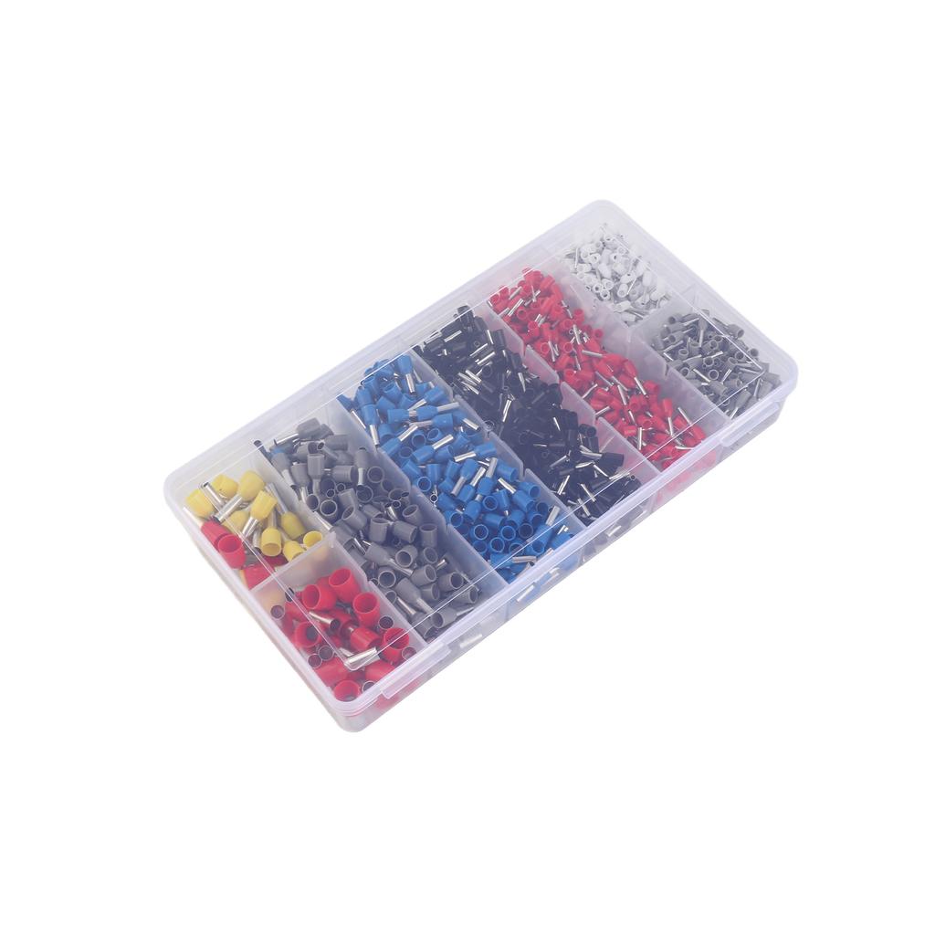 1250pcs HSC8 6 4A Tube Type Terminal Set White Black Red Blue Yellow Gray Mix Colors 0.25 10MM2 with Storage Case