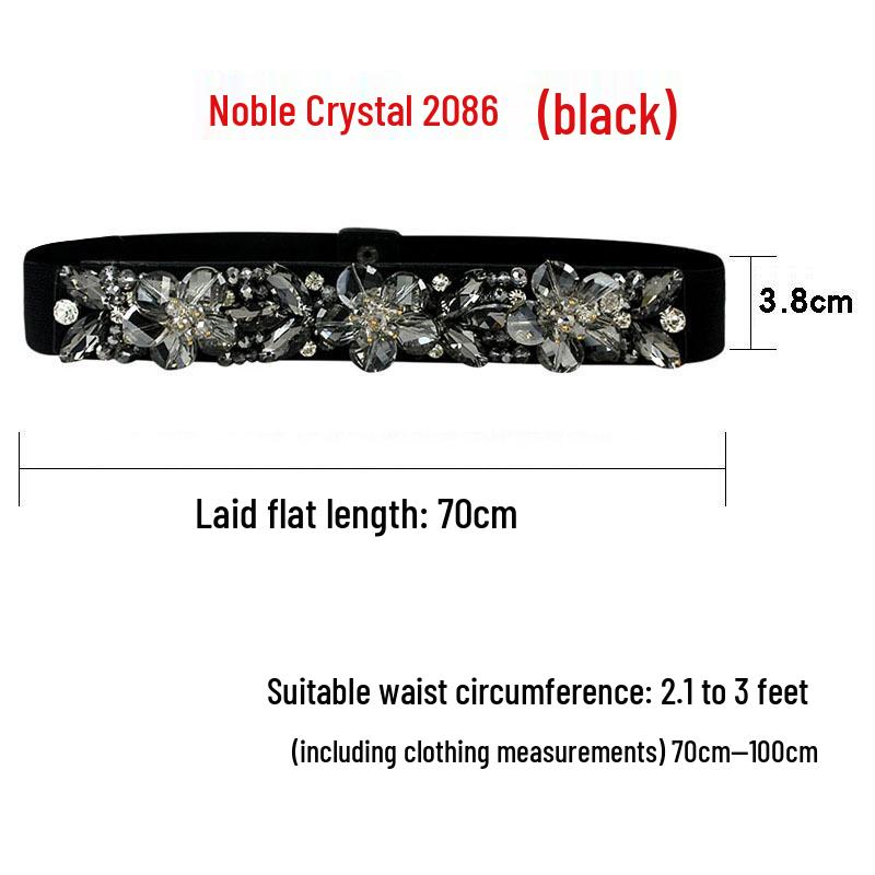 Women's Rhinestone Flower Elastic Waist Belt