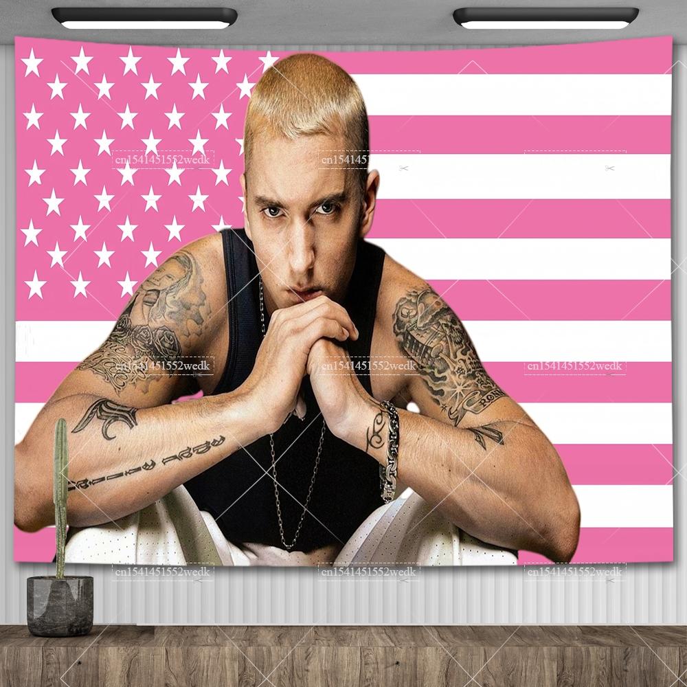 Amerikanischer Rap-Gott Hip-Hop-Musikflagge Eminem Wandteppiche Wandbehang Meme-Wandteppich Kunst Ästhetische Raumdekoration Schlafzimmer-Wandbehänge