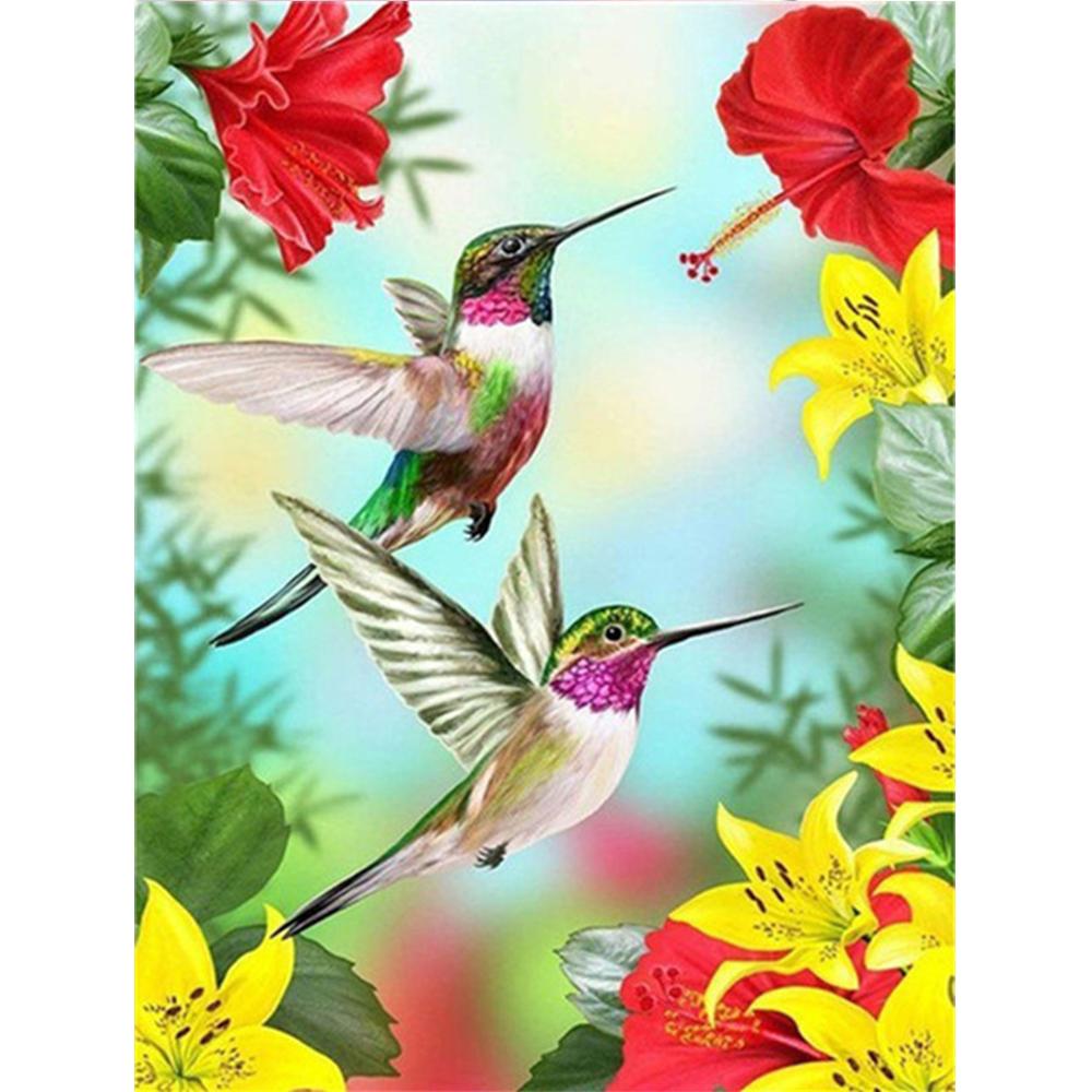 Vollquadratischer runder Bohrer Diamantmalerei Vogel Tier Strass Kit 5D Diamant Stickerei Blume Bastelset Dekor für Zuhause