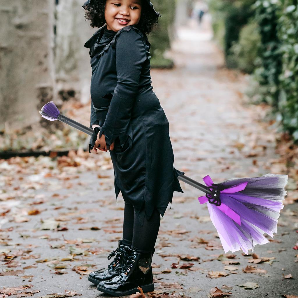 1Set Halloween Witch Hat & Flying Broom Cosplay Costume Props Party Decorations Ghost Festival Atmosphere Dress Up Halloween Hat