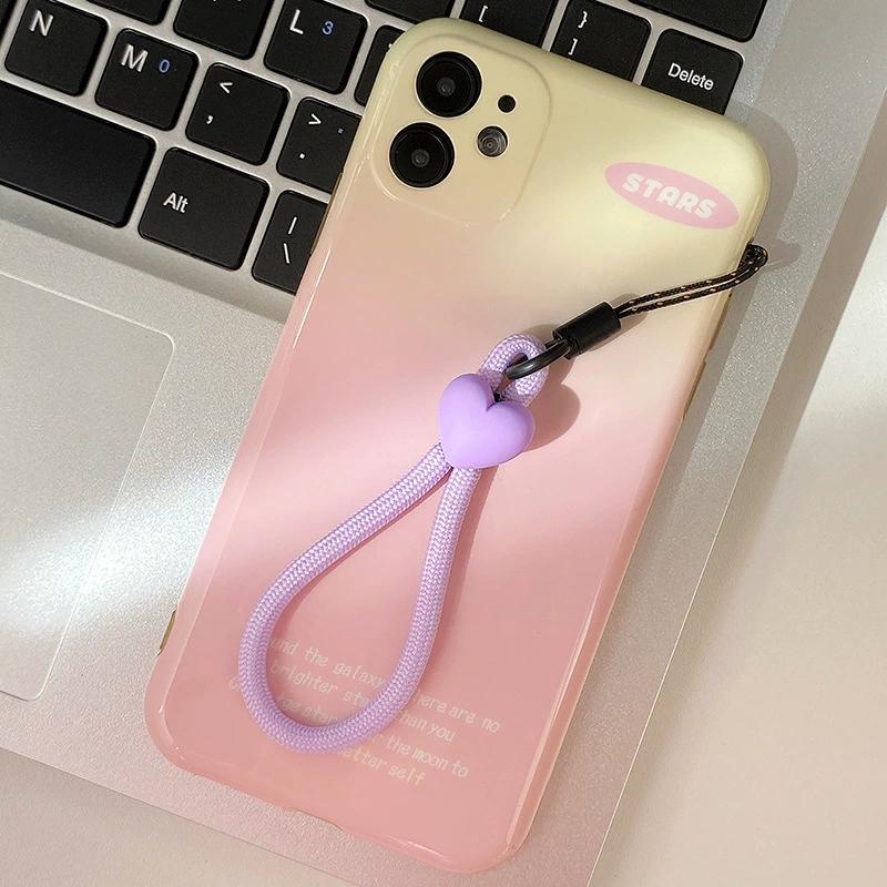 Solid Color Love Heart Cellphone Hanging Rope Durable Mobile Phone Shell Hanging Chain USB Key Camera Anti Loss Hanging Decoration