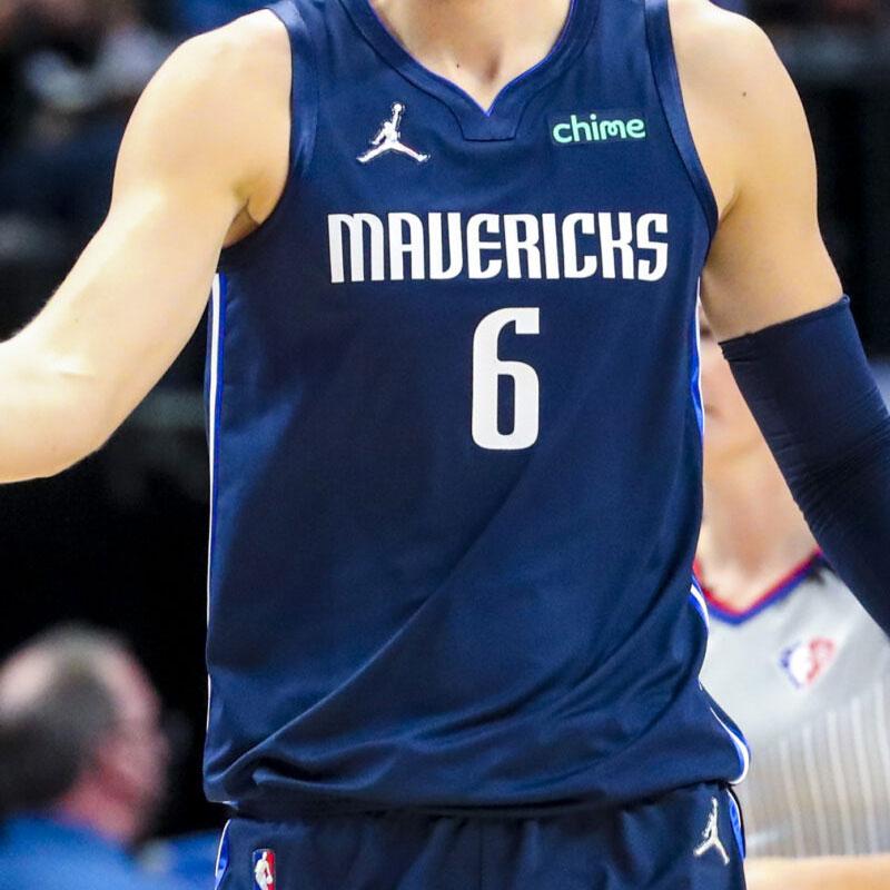 Jordan NBA Letter Print Pullover Sleeveless Basketball Jersey SW Fan Edition 20-21 Season Dallas Mavericks Porzingis 6 Men Jersey Deep-Blue CV9474-423