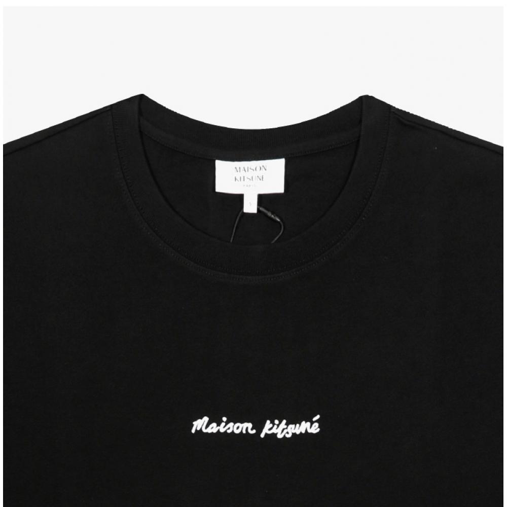 MaiSon KiTSune HandwriTing Logo Embroidery Men S T ShirT Om00122kj0119