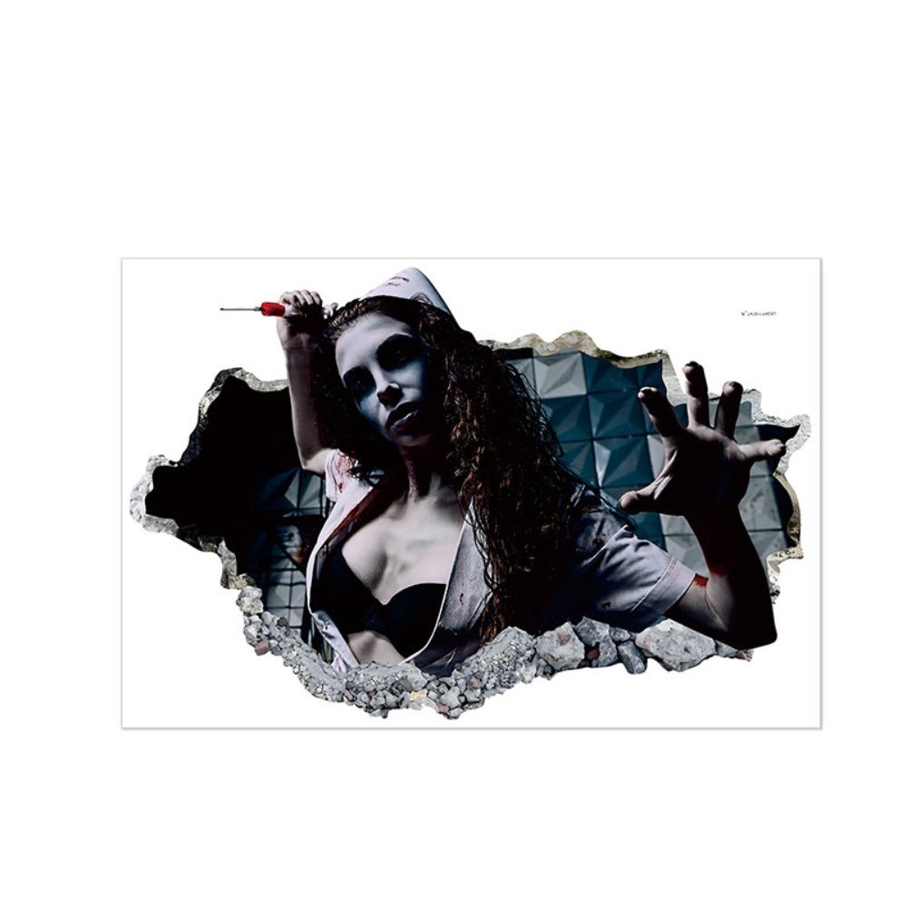 Self Adhesive Zombie Wall Sticker Realistic Ghost Witch Silhouette Sticker  Party