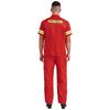Mens Firefighter Costume Set 4 Piece Plastic Helmet Short Sleeve Jacket Pants Belt Reflective Stripes