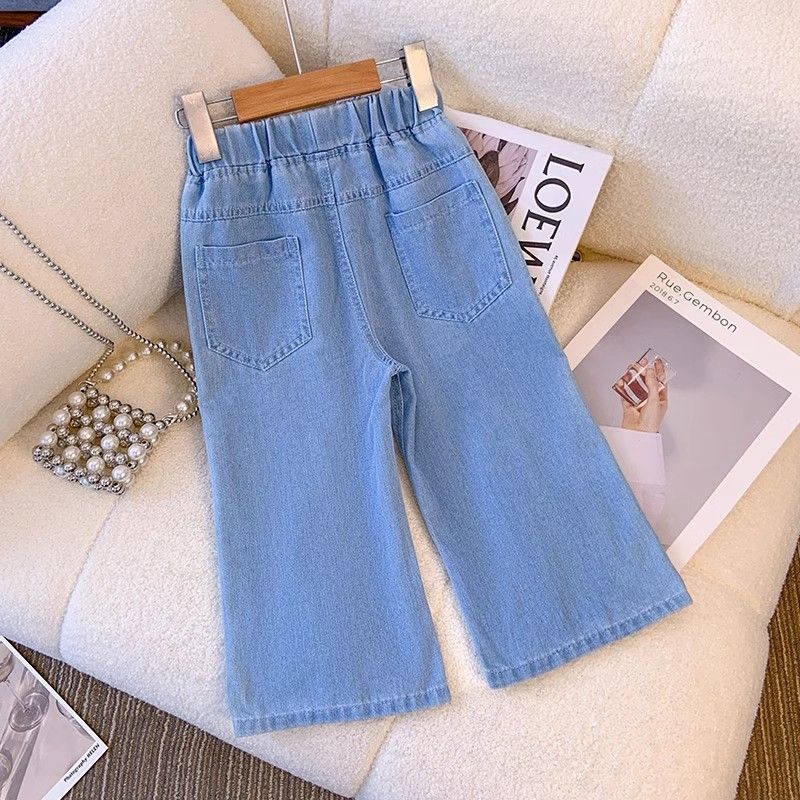 Girls' Denim Wide Leg Thin Summer Children's Split Flared Pants Children's Clothing Mosquito Proof Pants