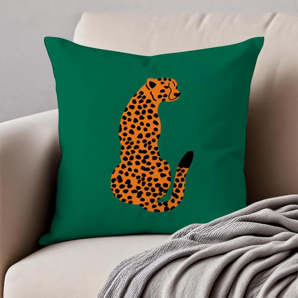 Geometric Animal Leopard Abstract Pattern Art Cushion Cover Pillowcase Antidustmite Invisible Zipper Short Plush Sofa Cushion