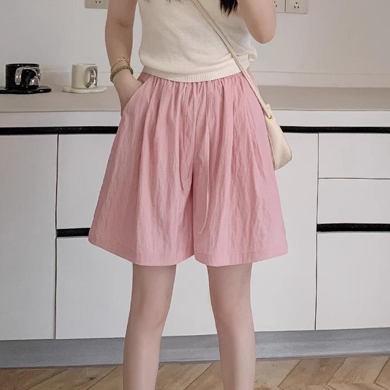 

Women s Wide-Leg Summer Pants: Elastic Waist, Breathable, Loose for Casual Wear or Home, Thin Base Layer Shorts. L рожевий