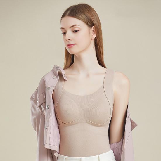 Women Sleeveless Thermal Tank Top with Built-in Bra Fleece Lined Warm Base Layer Tunic Camisole Undershirt for Cold Weather