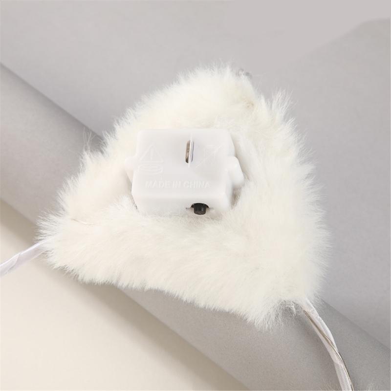 Comfortable Lovely Kitten Ear Headbands With Glowing LED Light For Halloween Christmas Parties Plush Headwear