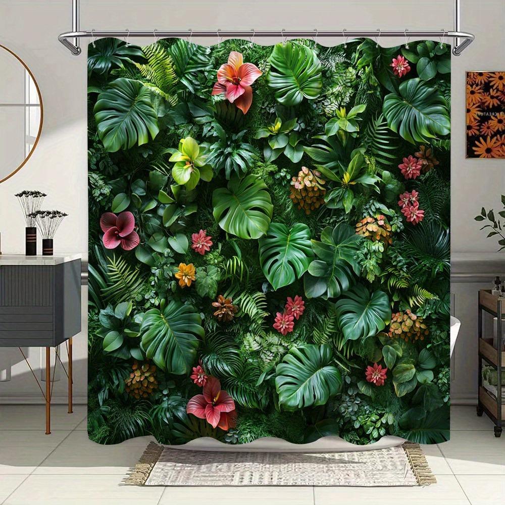 Dunika Chen Green Tropical Garden Shower Curtain Washable Dirt-Resistant Shower Head Waterproof Polyester Bath Curtain For Home Decor