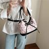 Sweet Bow Handbag Contrast Color Simple Versatile Shoulder Bag Korean Style Luxury Design Women Underarm Bag Commuting Tote Bag