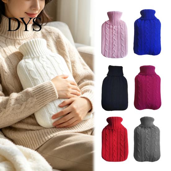 Rubber Hot Water Bag 2000ML Bottle with Knit Cover, Leakproof Large Capacity for Pain Relief, Winter Warm Neck, Shoulder Back Explosion Proof Pouch