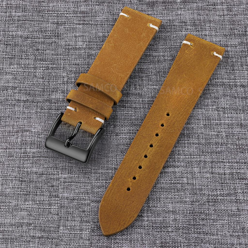 Genuine Leather Watch Bands , Vintage Top Grain Leather Watch Straps 18mm, 19mm, 20mm, 21mm, 22mm, 24mm for Seiko Citizen Orient