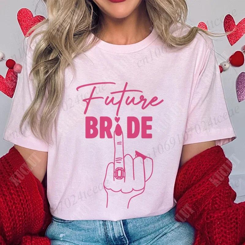 Finger Wedding Ring Graphic Tops for Women Team Bride T-shirt Girls Single Farewell Bachelorette Hen Party Bridal Shower Shirts