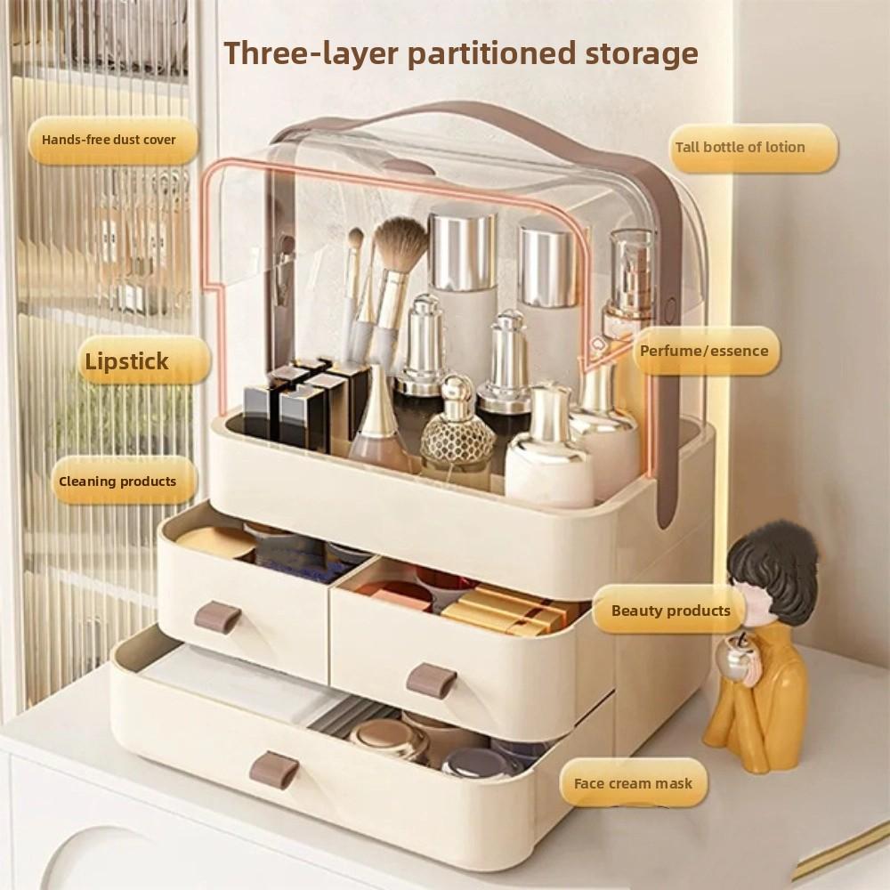 Multi-function Makeup Organizers Dustproof Large Makeup Box Cosmetics Storage Box Bathroom
