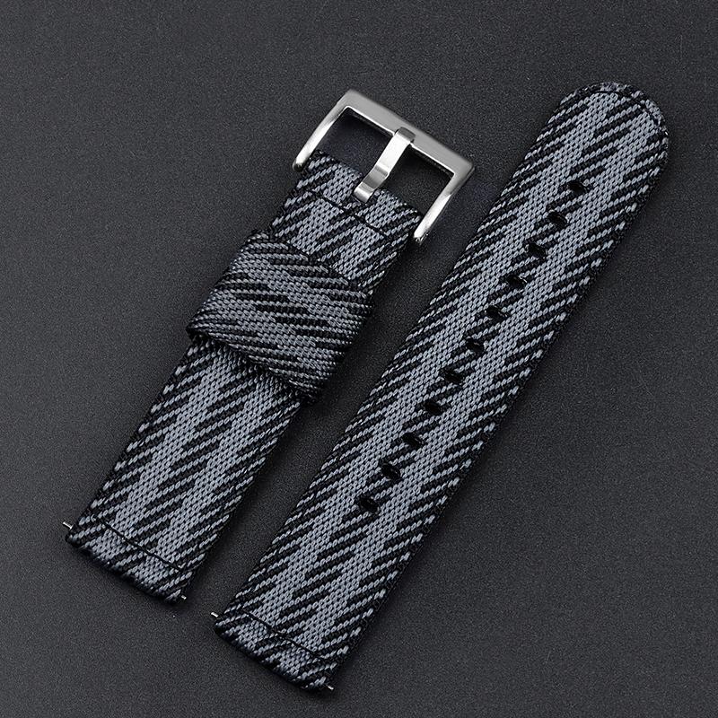 Nylon Canvas Watch Band 20mm 22mm Ribbed Strap for Seiko for Citizen Military Sports Woven Fabric Replacement Wristband Bracelet