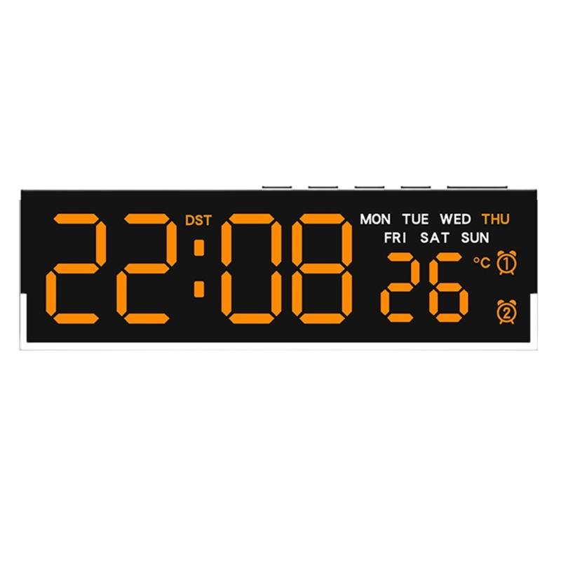 Night Light Digital Alarm Clock Electric Desk Clock with Indoor Temperature Loud Alarm Day of Week for Living Room