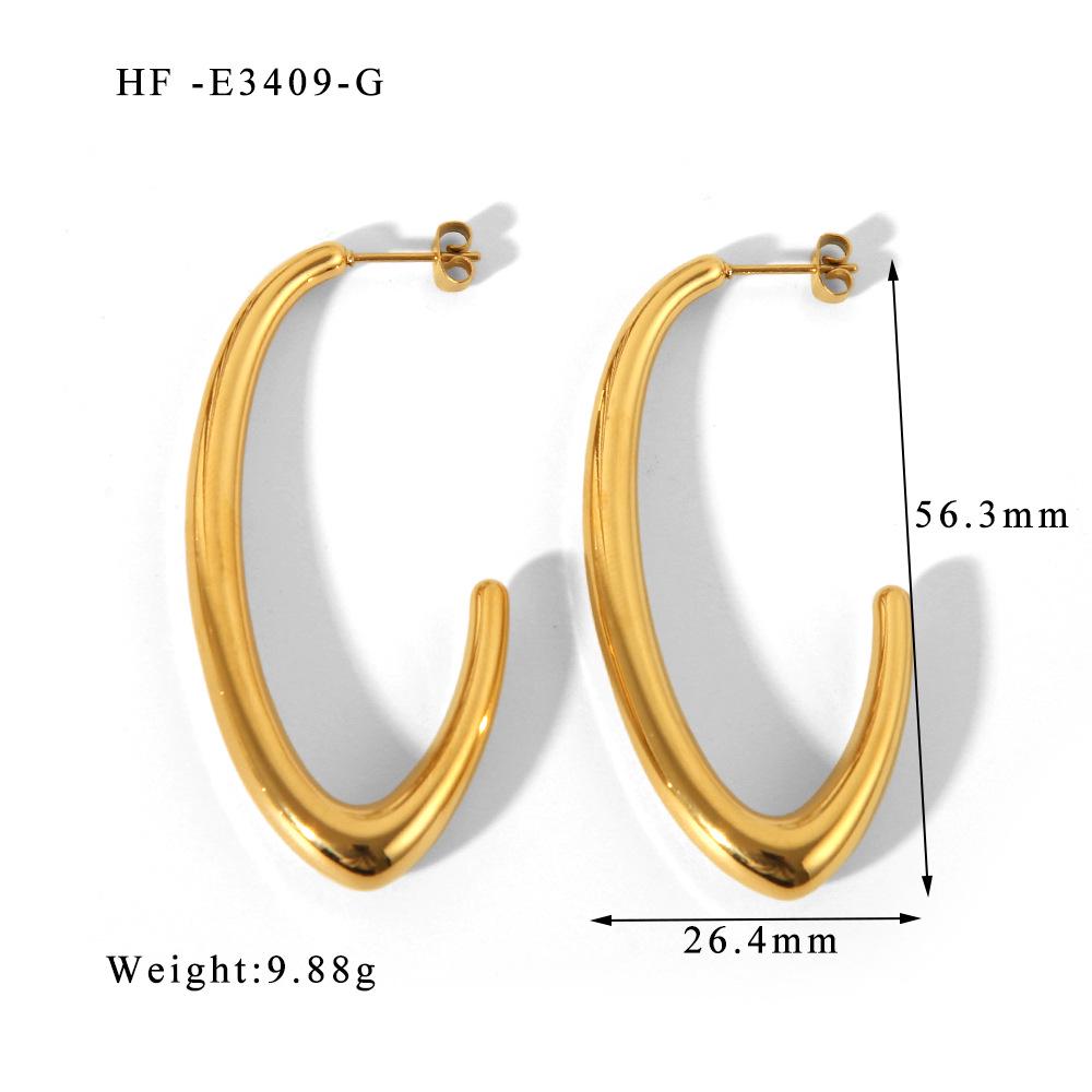 Niche Trendy Gold-Plated Hollow Stainless Steel C-Shaped European and American Stud Earrings