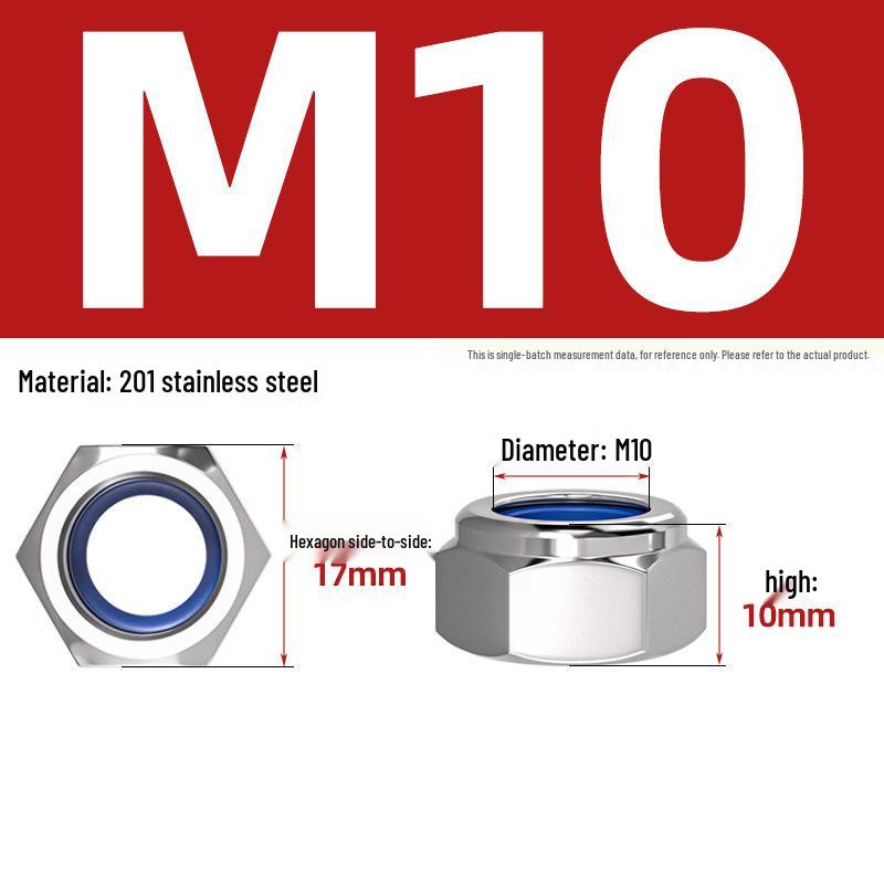 Stainless Steel Nylon Lock Nut Hexagon Anti-Loosening Screw Cap M4-M20