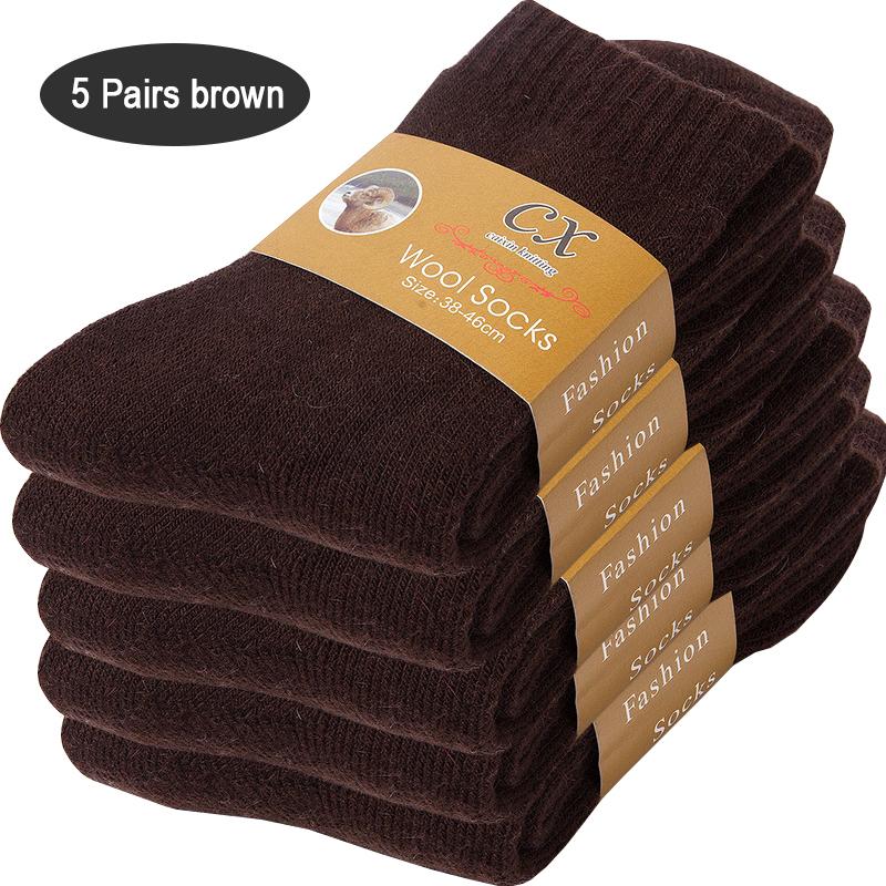 5Pairs Men Wool Socks Winter Warm Casual Thick Men's Simple Solid Color Male High Quality