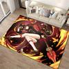 Anime Girl with Red Spear Surrounded by Fire and Butterflies Carpet Suitable for use as an anti-slip for living room bedroom sofas
