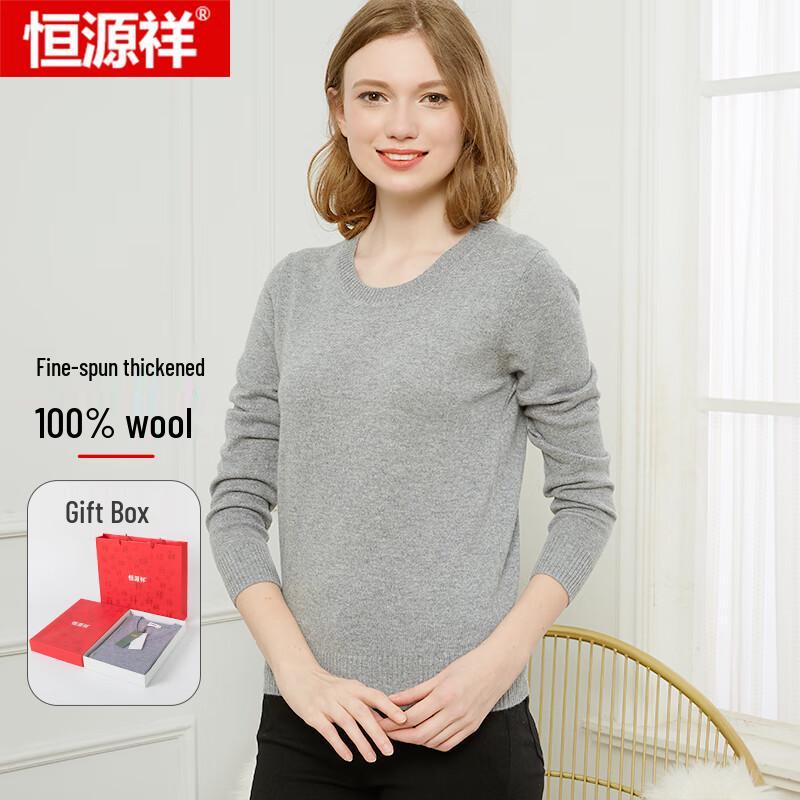 Hengyuanxiang Women's 100% Pure Wool Thickened Pullover Sweater