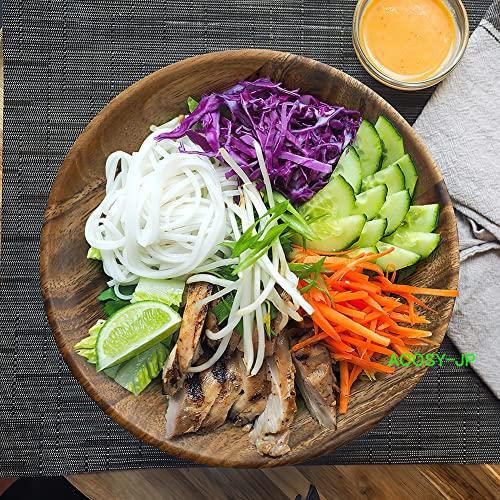 AOOSY Natural Wood Dinner Plates, Set of 4, 25cm Diameter, Large, Perfect for Curry, Pasta, Bread, Desserts, and Japanese Cuisine, Suitable for Commer