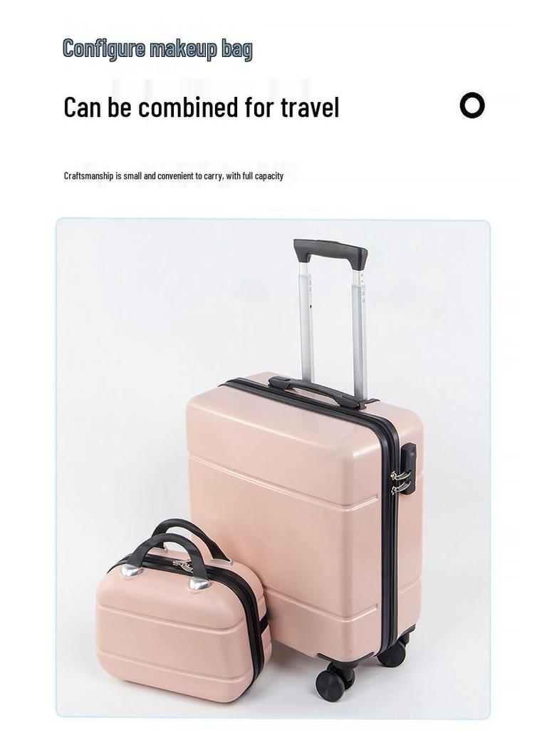 Women's Mini Suitcase 18" & 20" Student Carry-On: Aluminum Frame, Sturdy, Compression-Resistant Trolley Case.