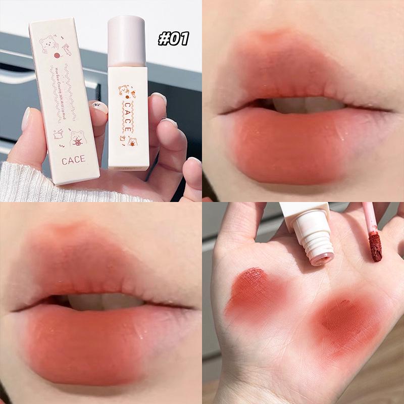 CACE Süßer Bär Cremiger Mattes Lippen-Schlamm: Hohe Pigmentierung, Nicht austrocknend, Feine Textur, Beliebte Farben.