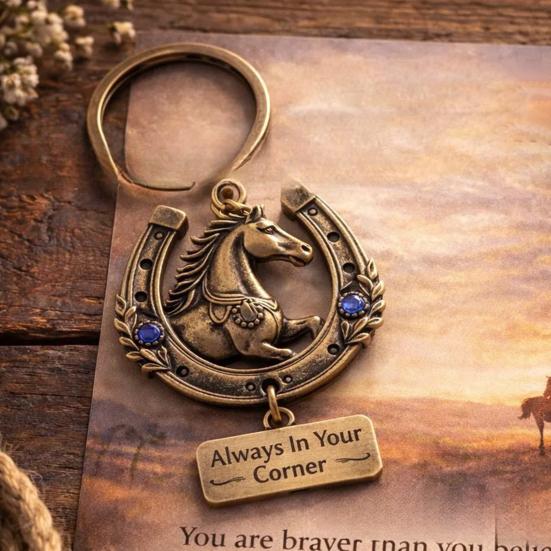 Sisterhood Horse Keychain Metal Horse Theme Key Ring Backpack Schoolbag Hanging Decoration Bag Charm Purse Pendant Women Friends Besties Gifts