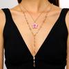 European Floral Gradient Pendant Necklace with Adjustable Snake Chain