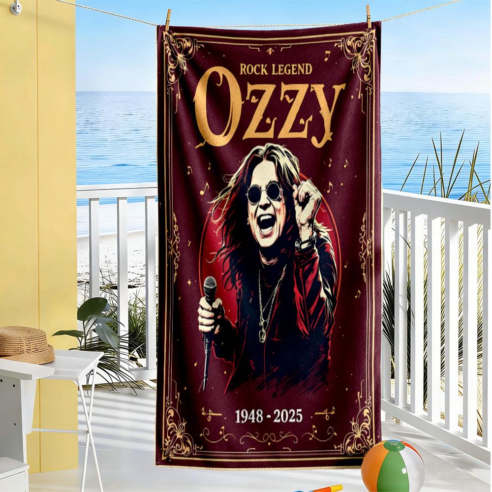 Asciugamano da spiaggia Ozzy Osbourne per viaggi al mare Tappetino da picnic resistente, yoga e fitness, coperta da campeggio Accessorio da bagno