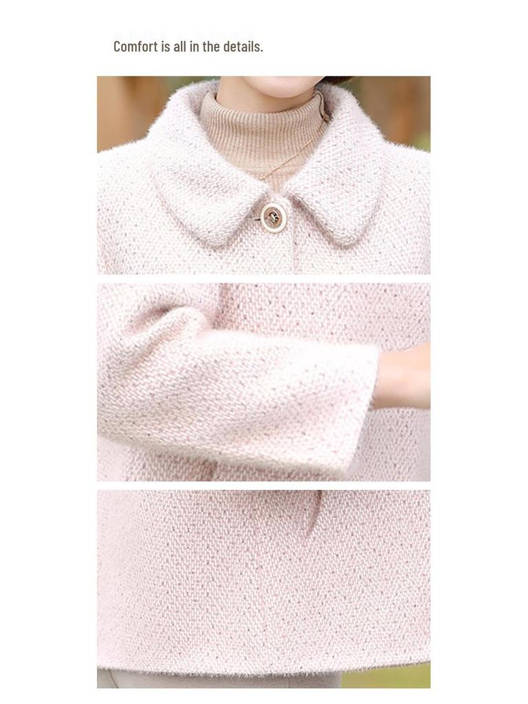 KAVON Elegantní vlněný směsový kabát s klopou, jednořadý