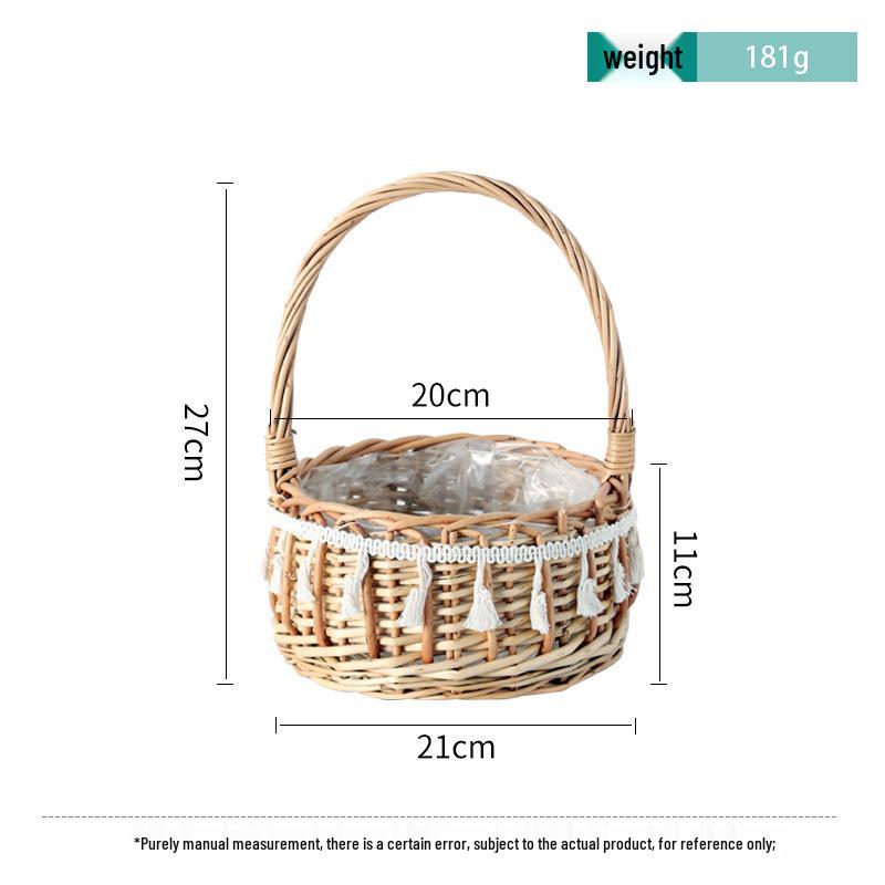 Willow Woven Princess Handbag: Floral Basket, Wedding Gift, and Pastoral Flower Arrangement Souvenir