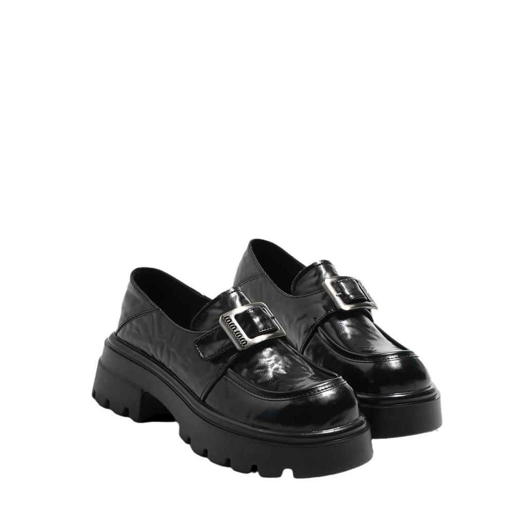 2025 Autumn New Foot Cover Thick Sole Heightened Thick Heel Loafers Women's Leather British Style Versatile Comfortable Single Shoes Women