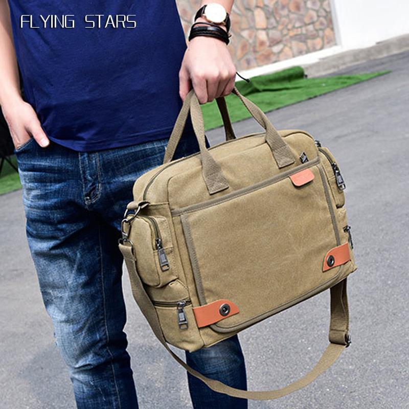 Men's Briefcase Canvas Large Capacity Men's Business Handbag Fashionable Shoulder Big Bag Casual Crossbody Bag Travel Handbag