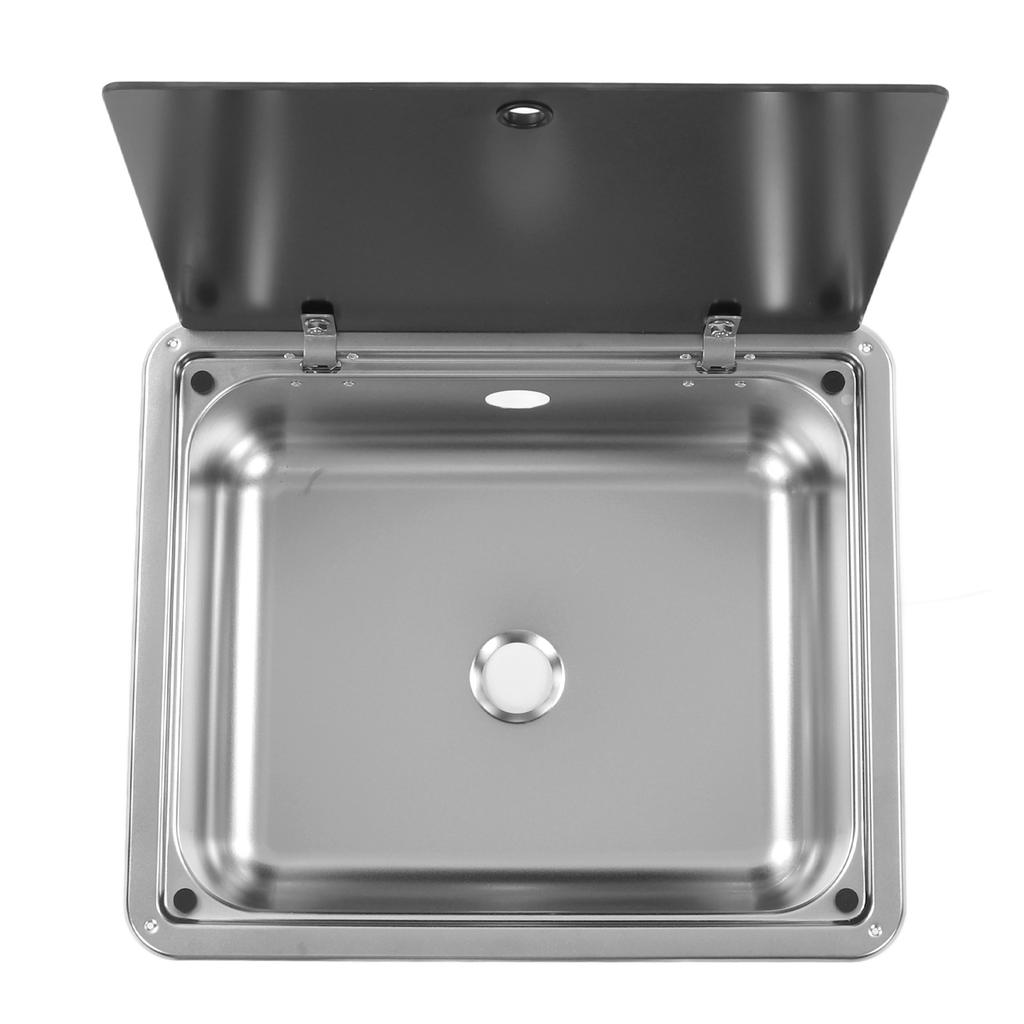 Kitchen Sink 304 Stainless Steel Flat Smooth Surface Easy Clean Square Water Sink for RV Yacht Bathr