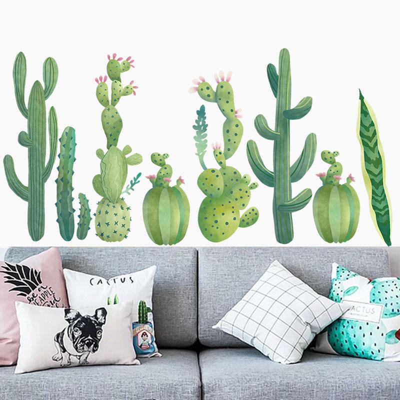 Nordic Tropical Cactus Removable Waterproof Wall Sticker for Skirting Board Creative Home Decor