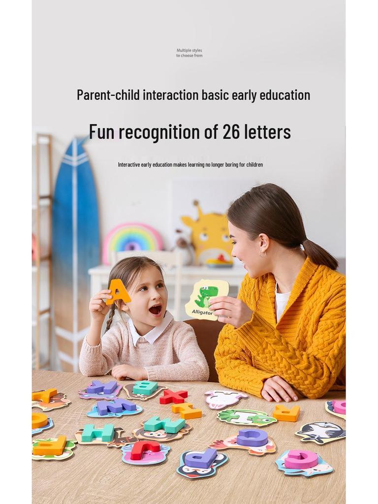 Montessori Alphabet Matching Wooden Blocks: Educational Puzzle Toys for Kids Ages 2-6.